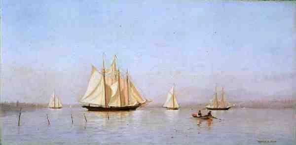 Haverstraw Bay på Hudson (olie på lærred) af Francis Augustus Silva