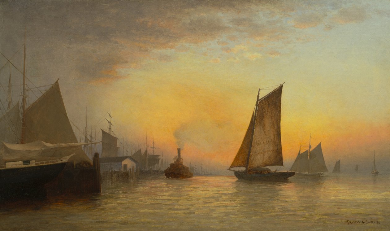 New York Harbor, N.Y., 1880 af Francis Augustus Silva