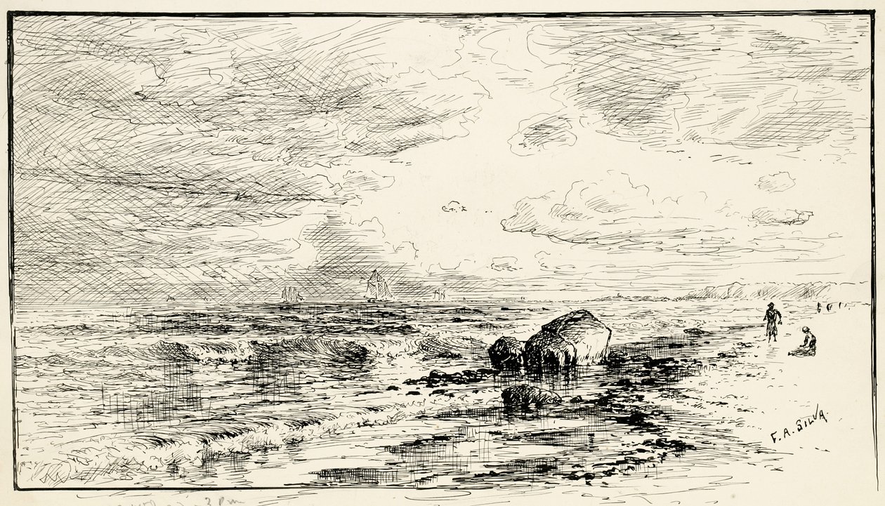 Stranden nær Point Judith, Rhode Island af Francis Augustus Silva