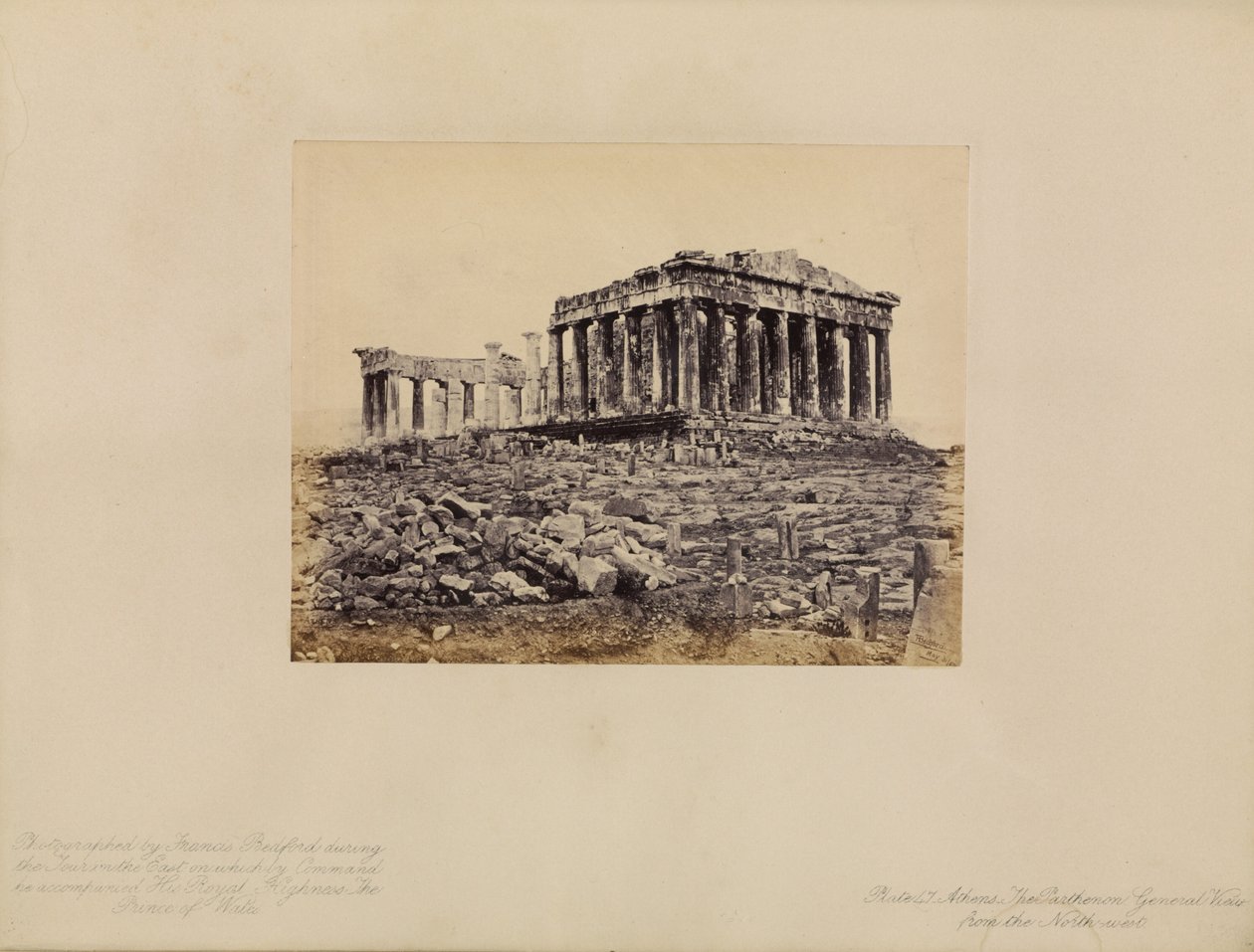 Athen - Parthenon, generel udsigt fra nordvest af Francis Bedford