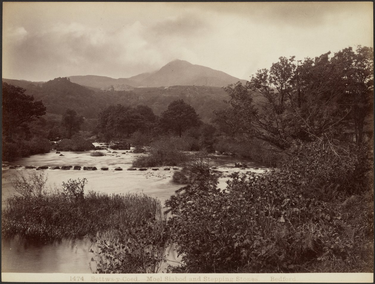 Bettws-y-Coed. Moel Siabod og trædesten af Francis Bedford