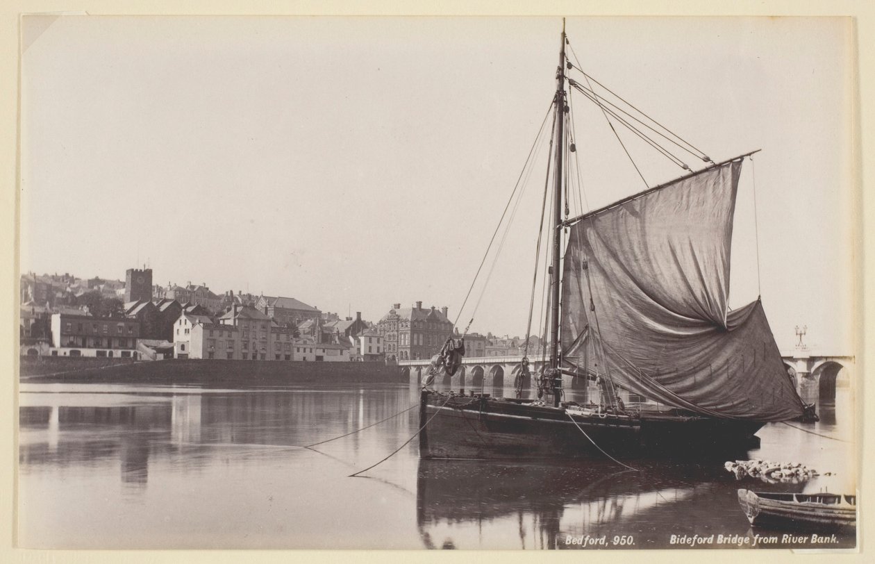 Bideford Bridge fra flodbredden af Francis Bedford