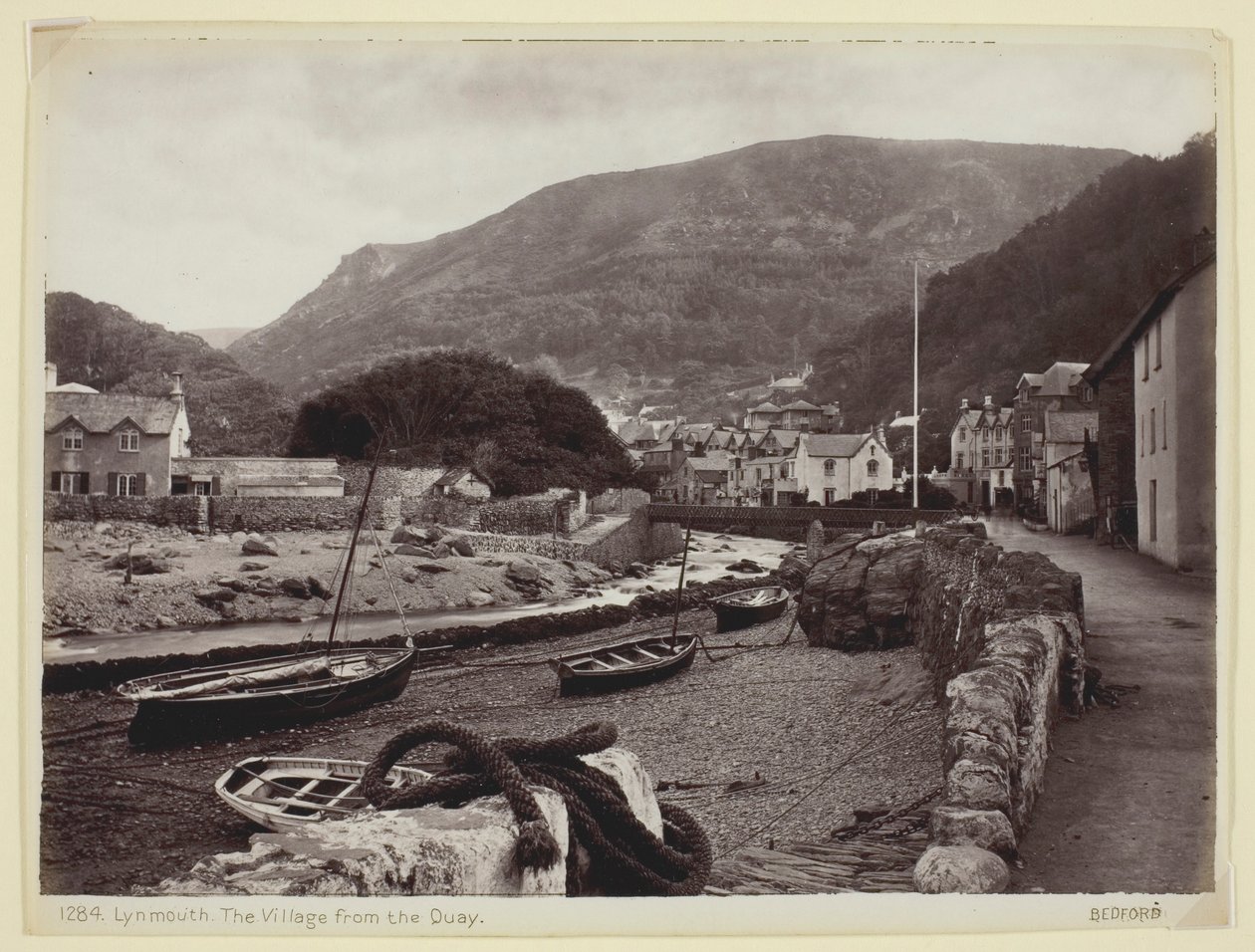 Lynmouth, landsbyen fra kajen af Francis Bedford