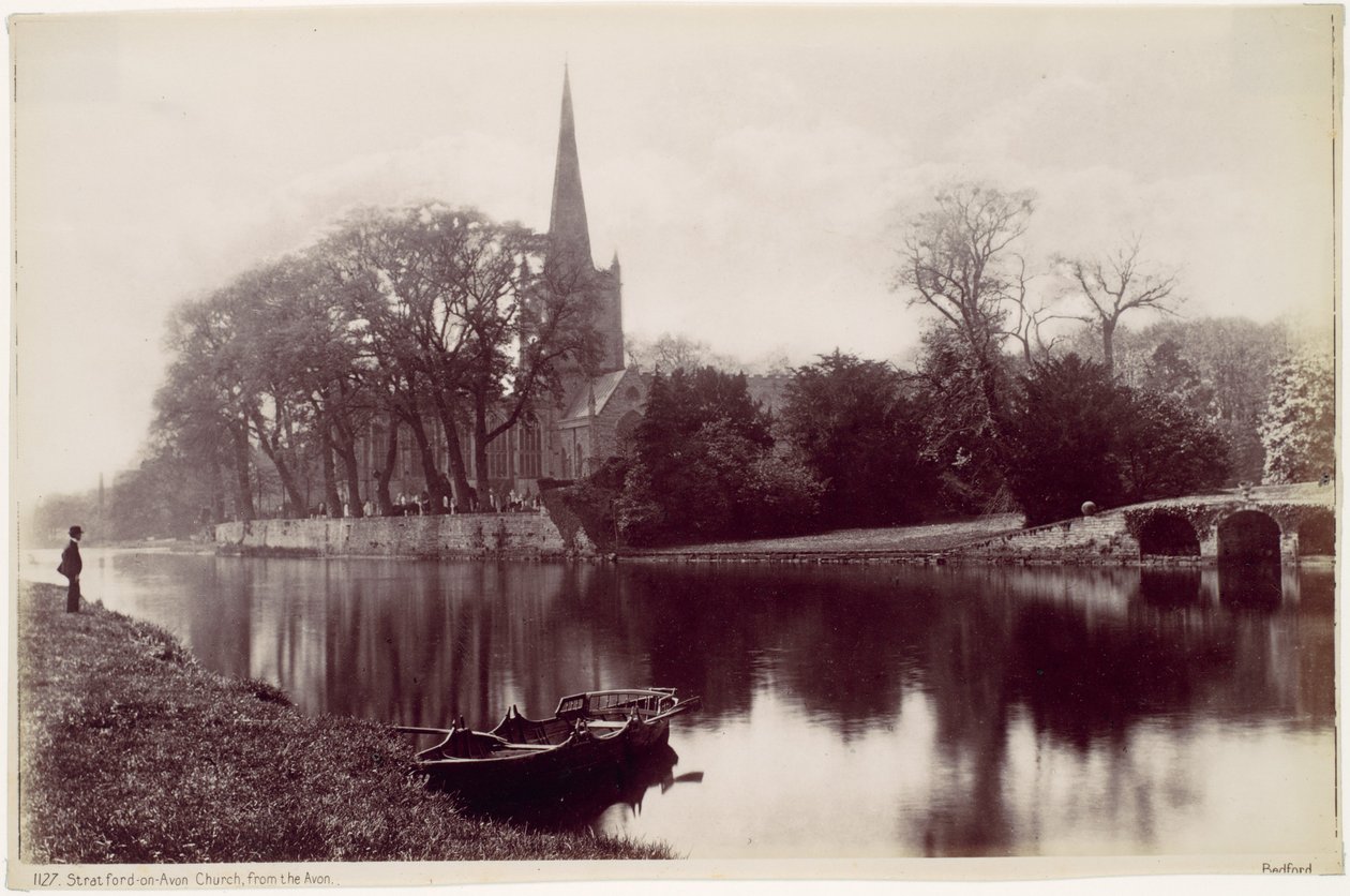 Stratford-upon-Avon-kirken, set fra Avon af Francis Bedford
