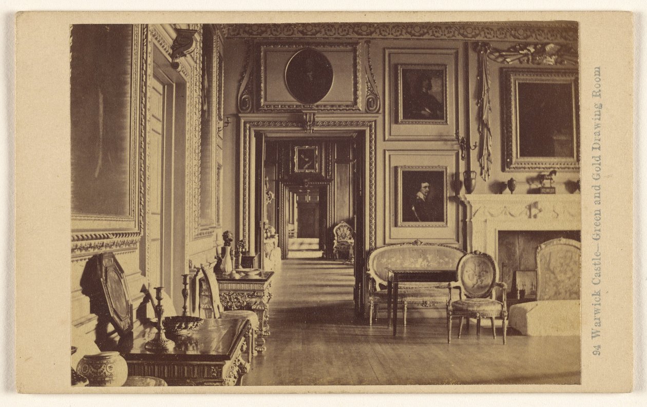 Warwick Castle - Grøn og gylden dagligstue af Francis Bedford