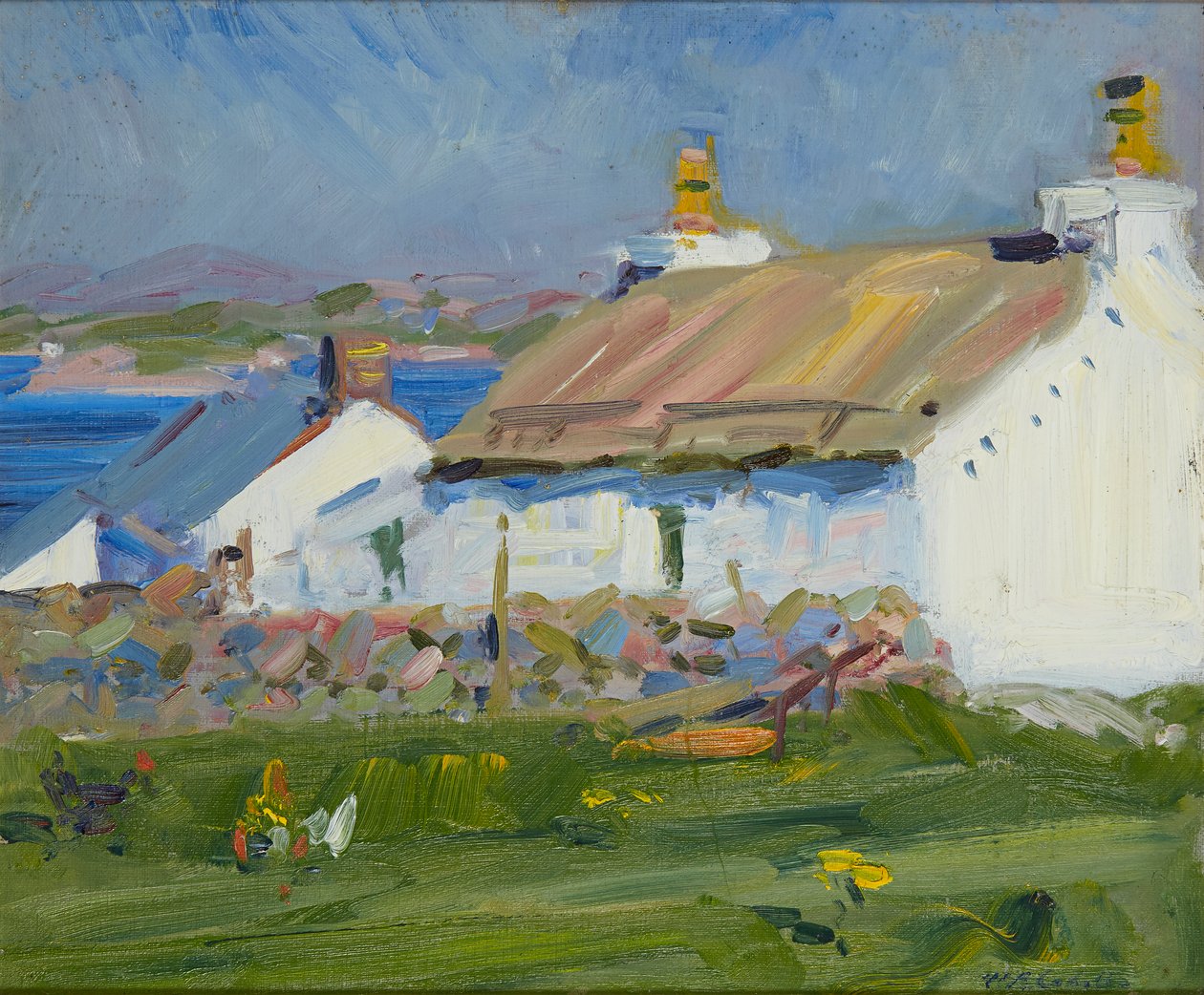Crofts, Iona (olie om bord) af Francis Campbell Boileau Cadell