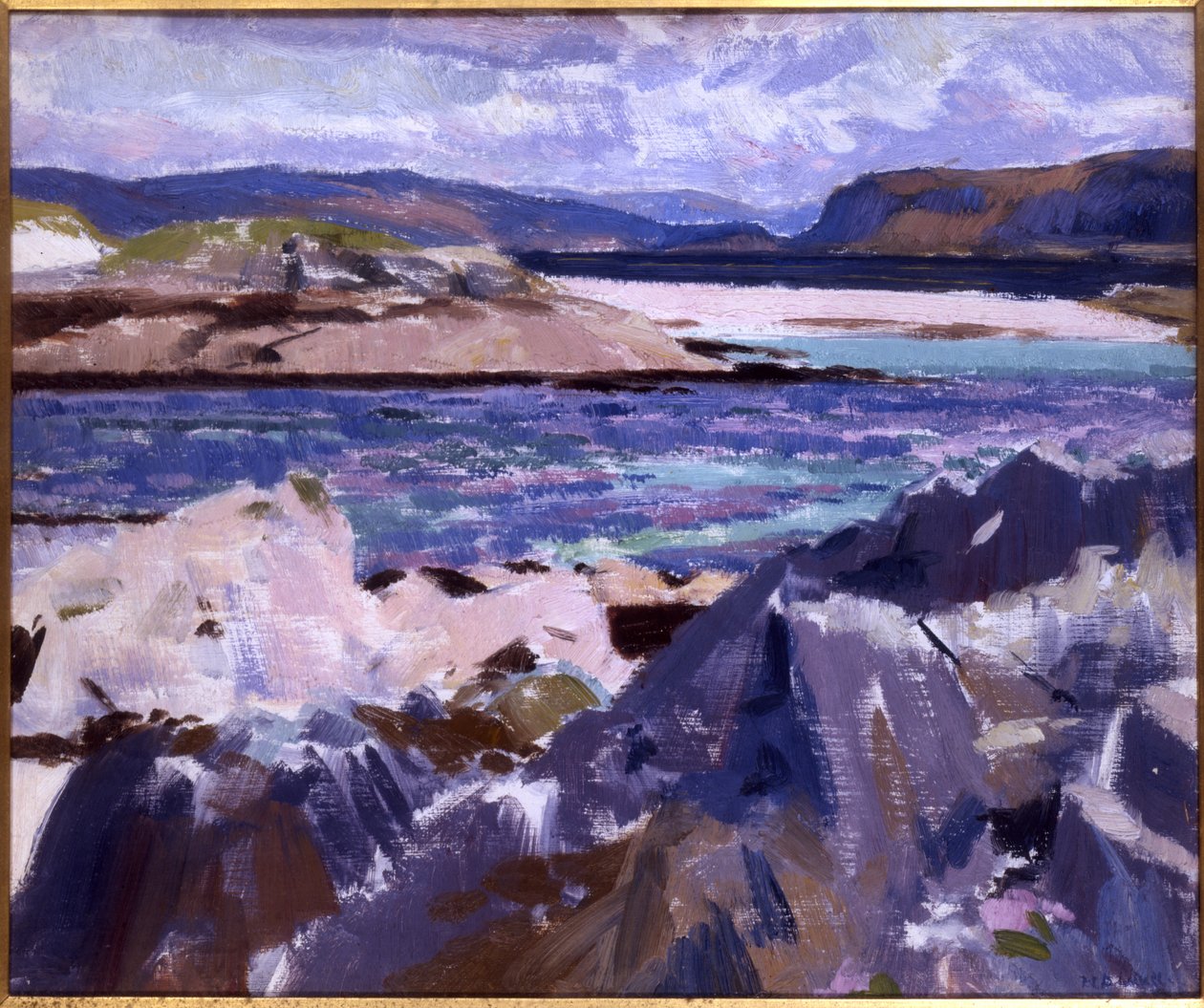 Eilean Annraidh fra den nordlige ende, Iona, ser mod Mull (olie på lærred) af Francis Campbell Boileau Cadell