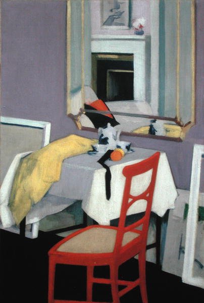Interiør (Den røde stol) (olie på lærred) af Francis Campbell Boileau Cadell