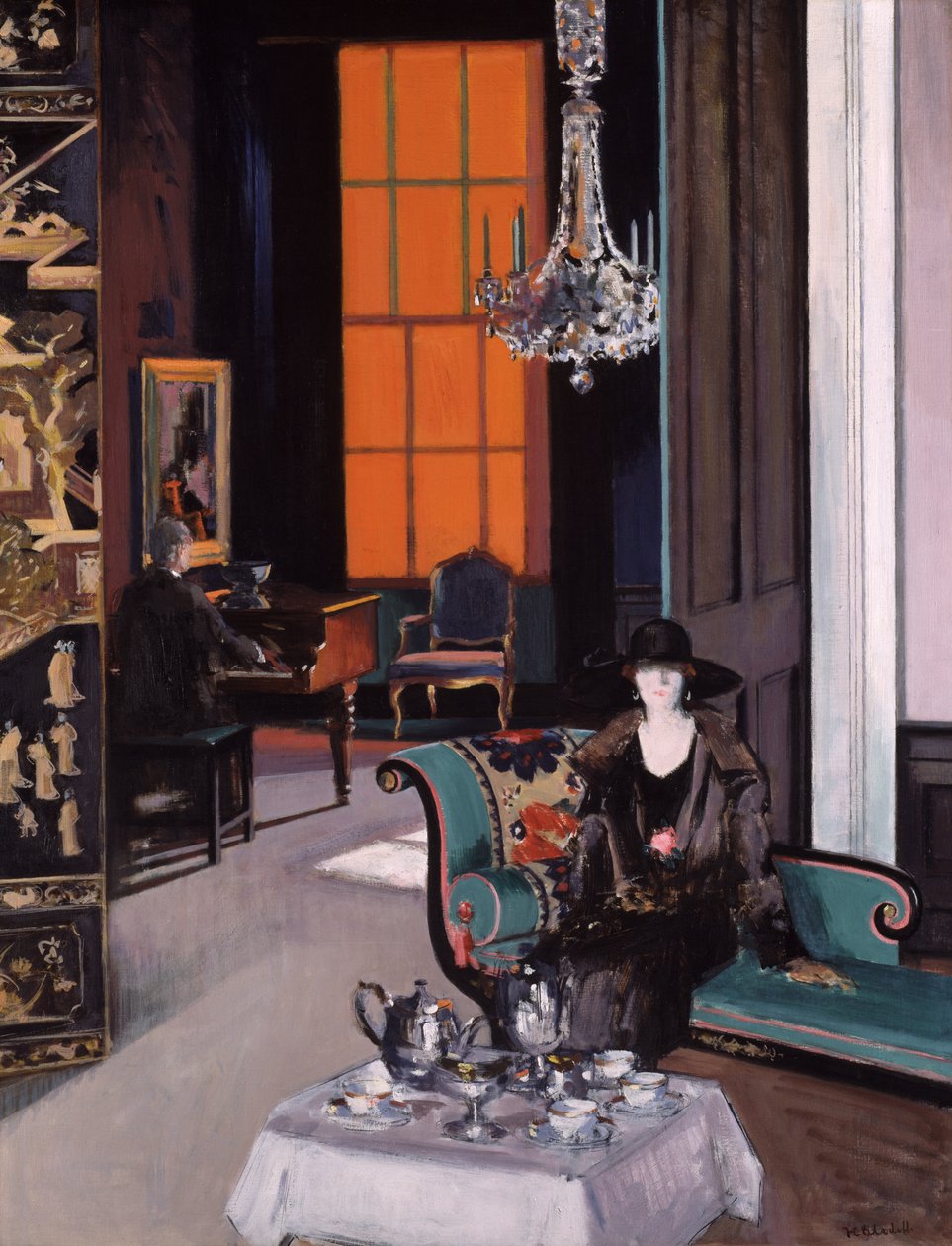 Interiør: The Orange Blind, ca. 1928 (olie på lærred) af Francis Campbell Boileau Cadell