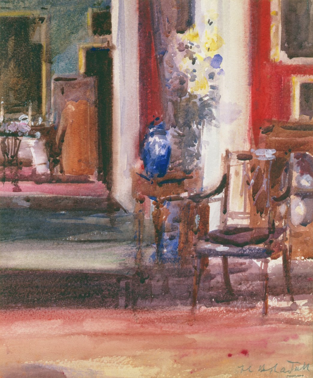 Interiør af Artists House, Ainslie Place, Edinburgh (wc på papir) af Francis Campbell Boileau Cadell