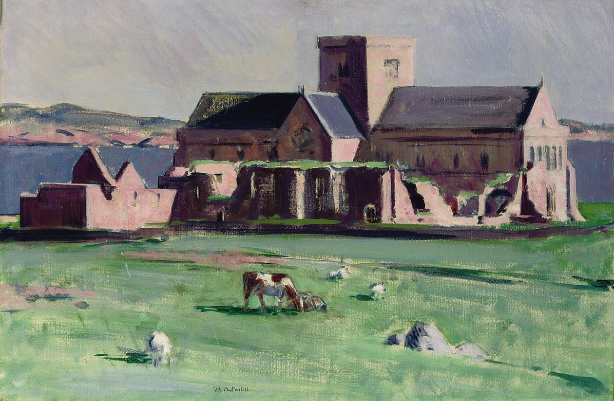 Iona Abbey fra nordvest (olie på lærred) af Francis Campbell Boileau Cadell