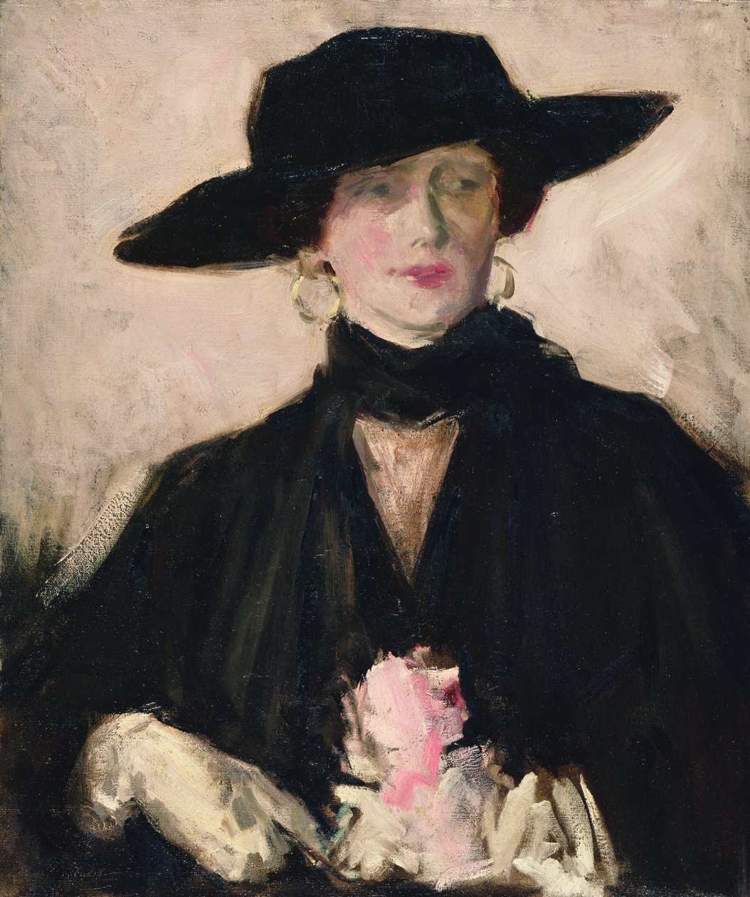 Lady in a Black Hat (olie på lærred) af Francis Campbell Boileau Cadell