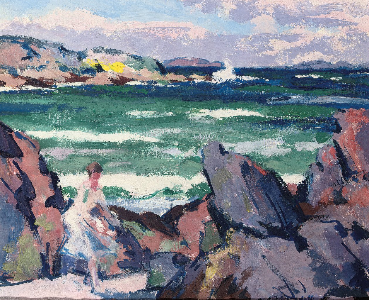 North Wind, Iona (Baderen) (olie på panel) af Francis Campbell Boileau Cadell