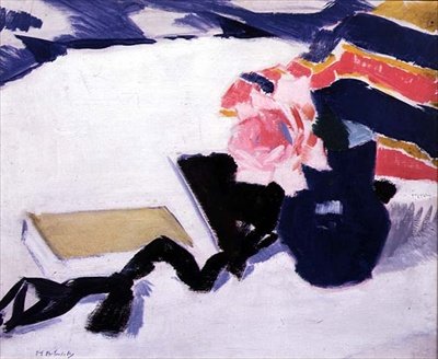 Rosen og det sorte bånd (olie på panel) af Francis Campbell Boileau Cadell