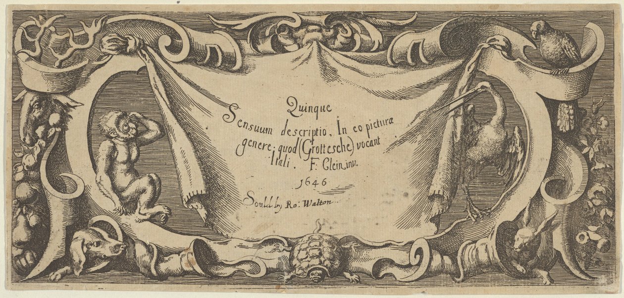 Titelplade, fra Five Senses Five Senses, ca. 1655 af Francis Cleyn