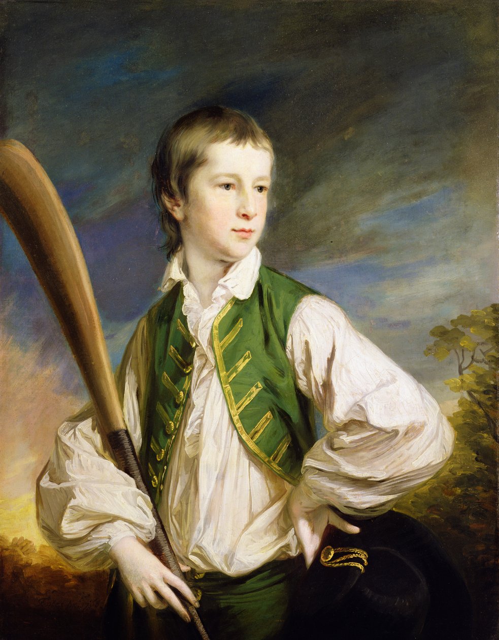 Charles Collyer som dreng med et cricketbat af Francis Cotes