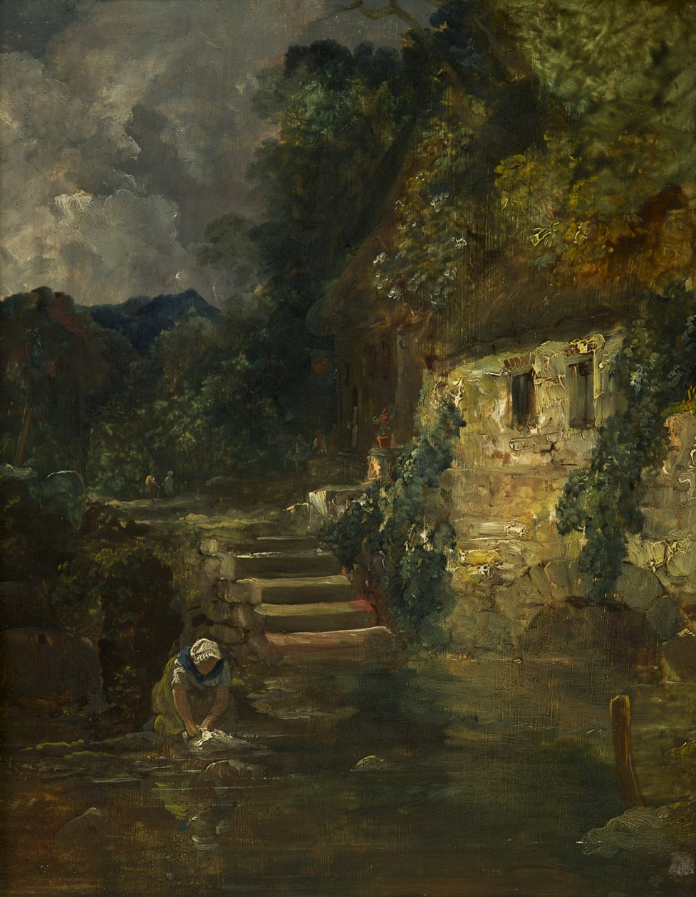 En Mølle nær Tintern, ca. 1824-26 (olie på panel, mahogni) af Francis Danby