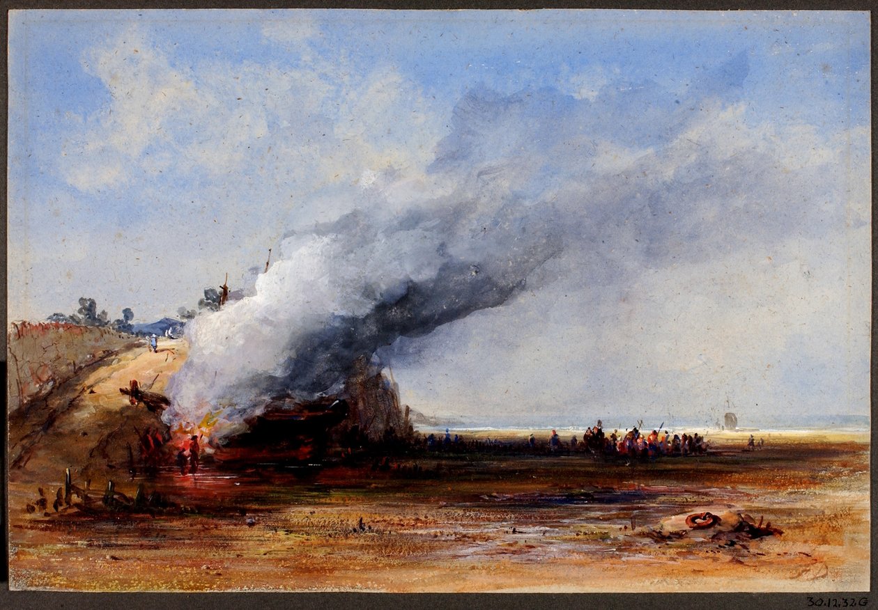 Afbrænding af en gammel båd af Francis Danby