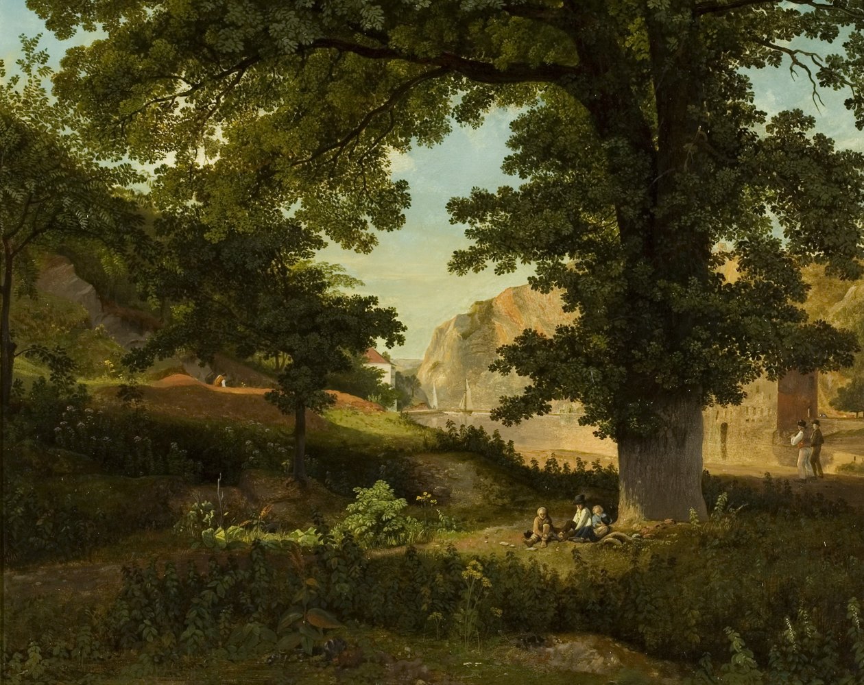 Clifton Rocks fra Rownham Fields, ca. 1821 (olie på panel) af Francis Danby
