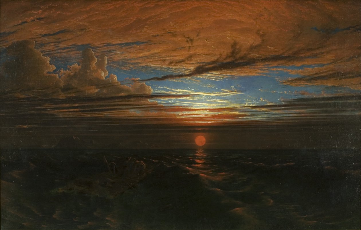 Solnedgang til søs efter en storm af Francis Danby