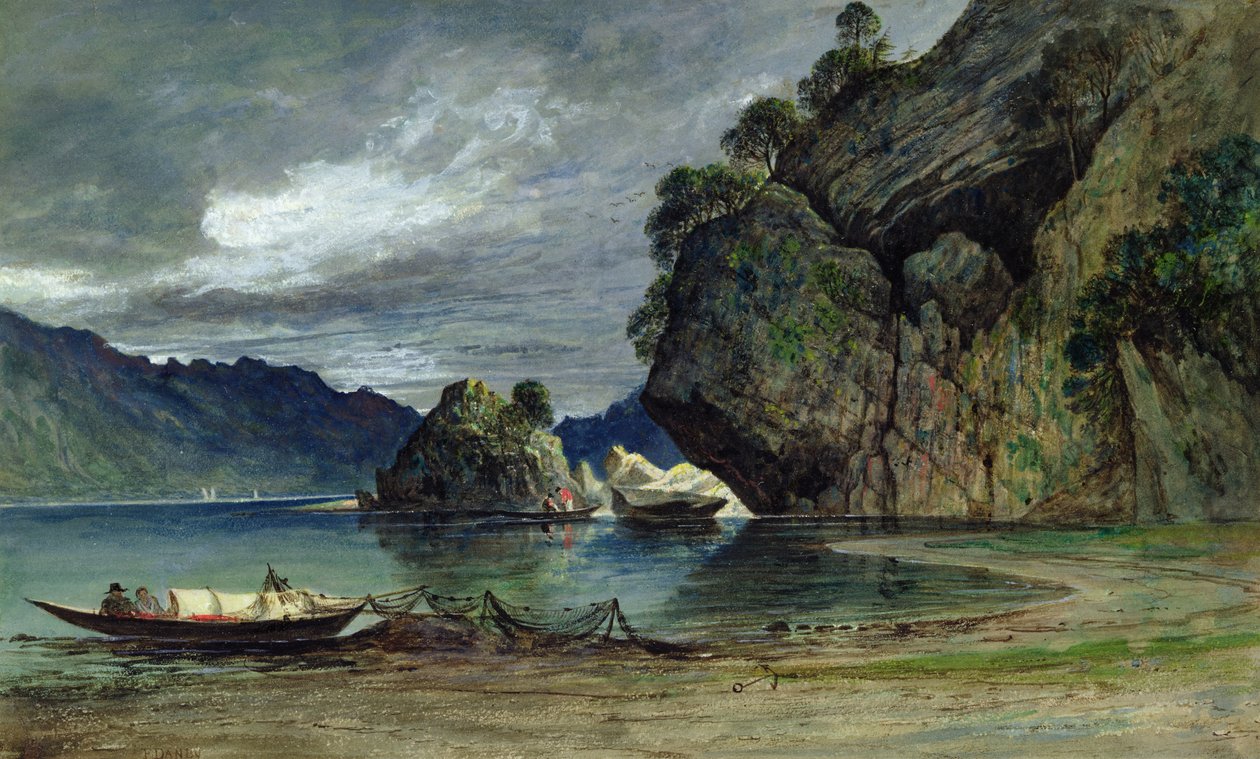 Stormen nærmer sig Liensfjord (akvarel på papir) af Francis Danby
