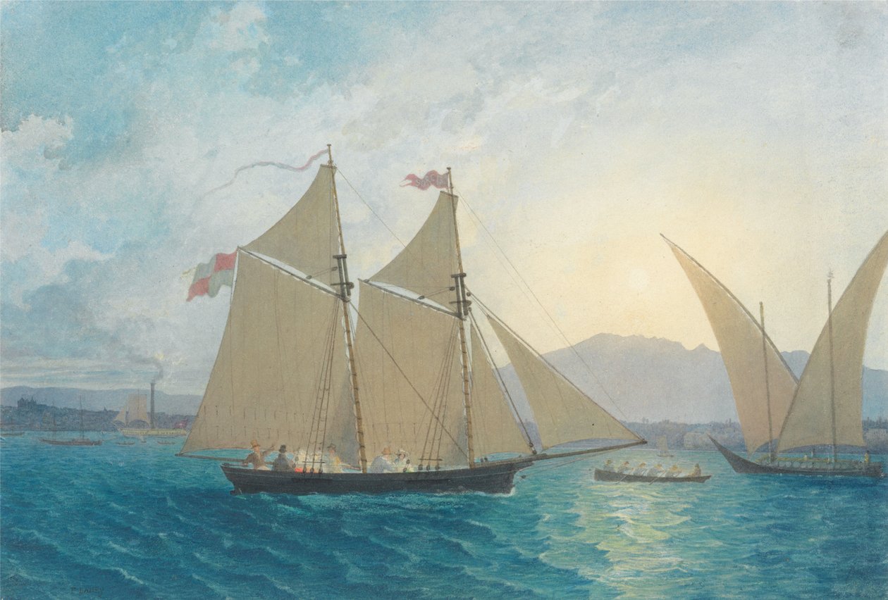 Søsætningen af "La Sorcière" på Genevesøen af Francis Danby