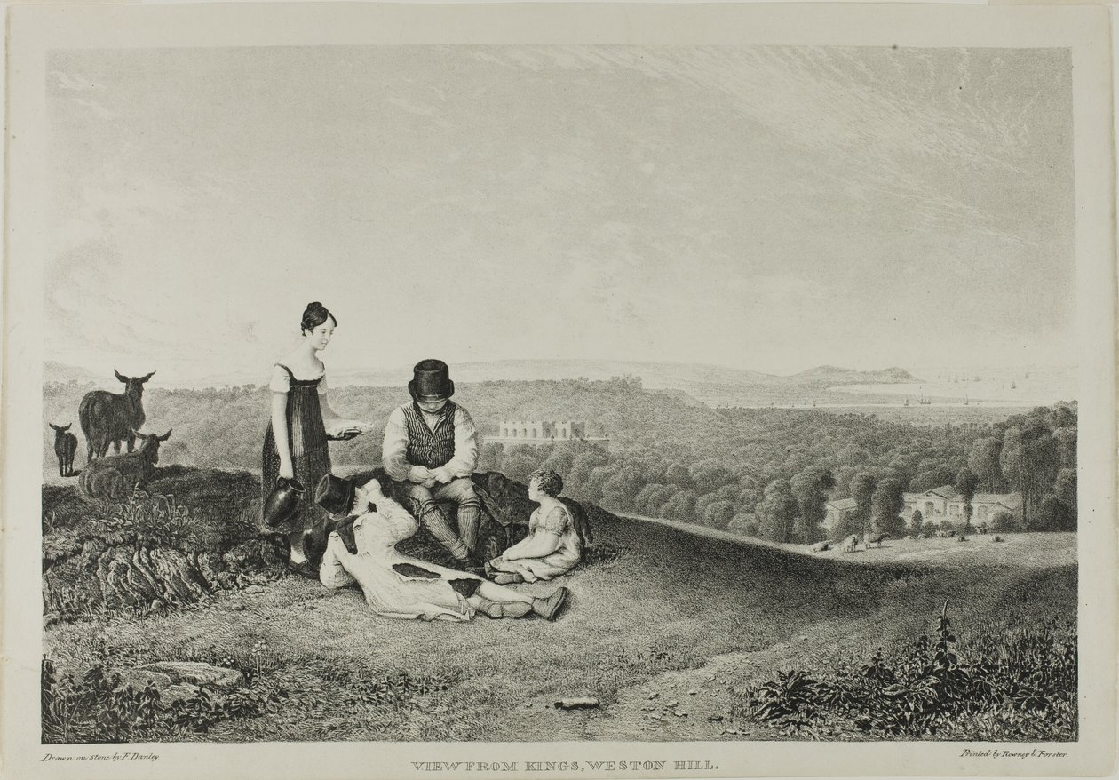 Udsigt fra Kings, Weston Hill, fra Three Views, illustrerende for The Scenery of Bristol og dets nærhed af Francis Danby