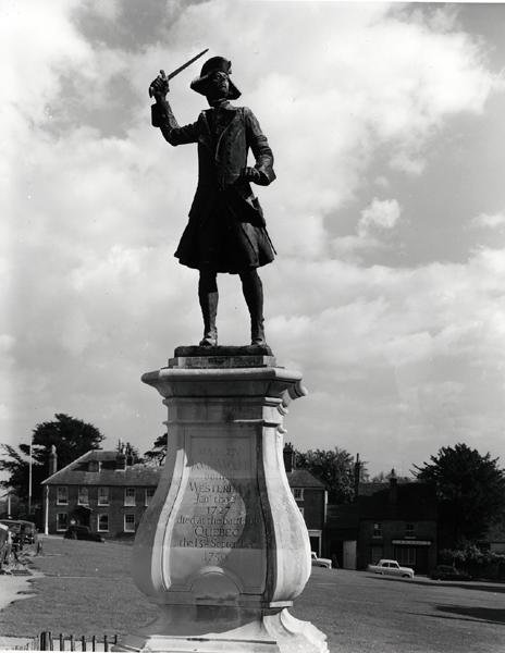 Statue af generalmajor James Wolfe (1727-59) (bronze) (s/h foto) af Francis Derwent Wood