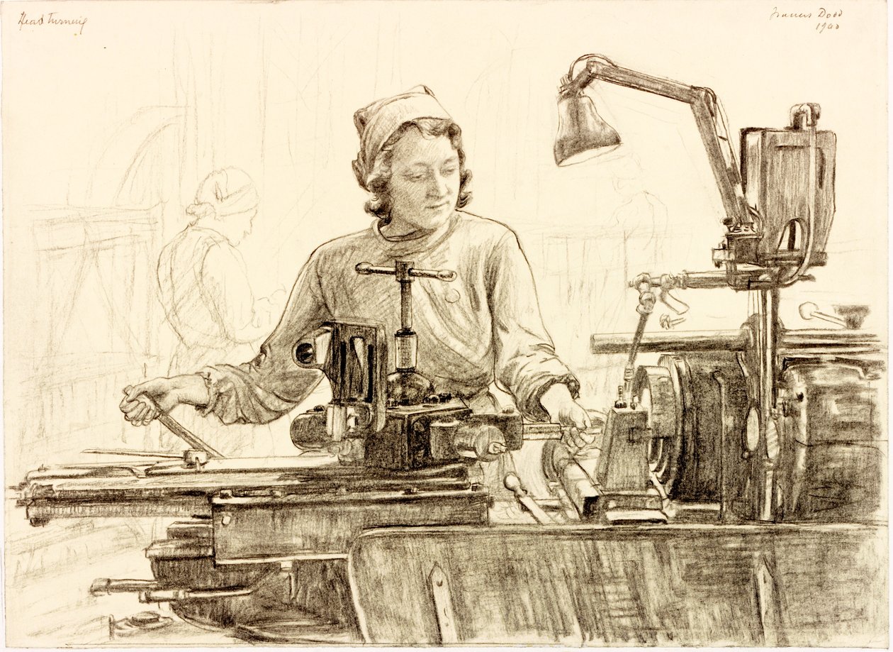 Hoveddrejning (farveblyant og blyant på papir) af Francis Dodd