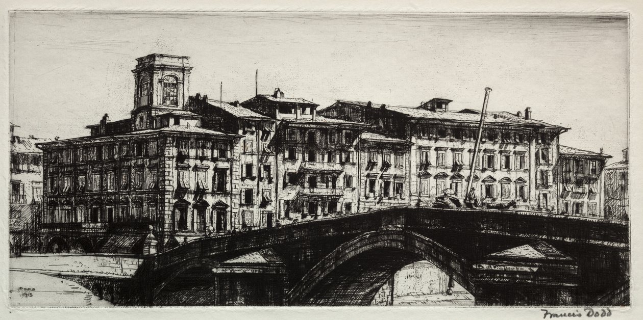 Ponte di Mezzo, Pisa af Francis Dodd