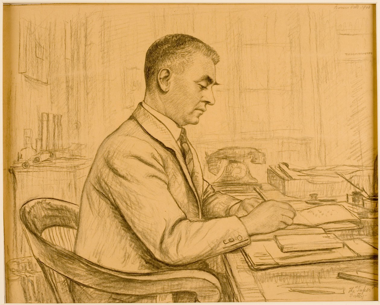 The Superintendent, Birtley (Leonard S. Flatman) (farveblyant og blyant på buff-papir) af Francis Dodd