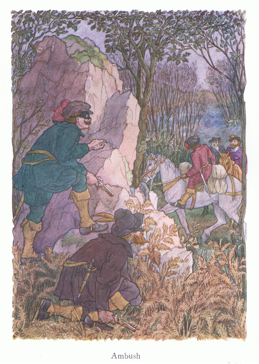 Bagholdsangreb (farvelitografi) af Francis Donkin Bedford
