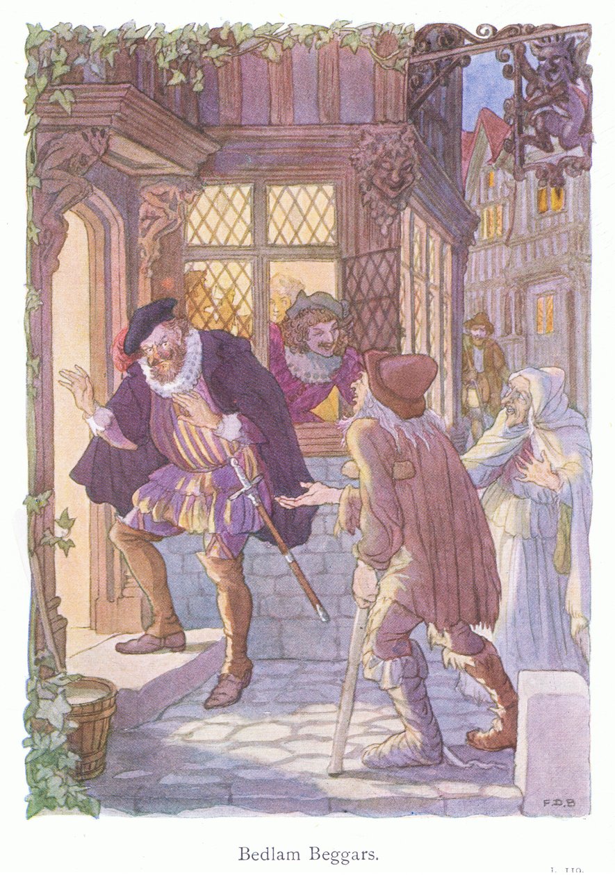 Bedlam Beggars (farvelitografi) af Francis Donkin Bedford