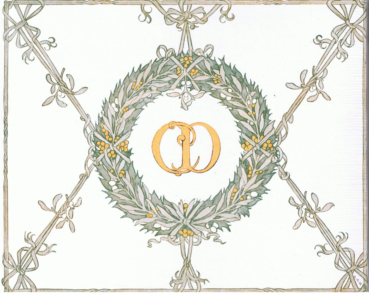 Design på indersiden af omslaget, fra The Magic Fishbone, udgivet af Warne  Co, ca. 1940 (farvelitografi) af Francis Donkin Bedford
