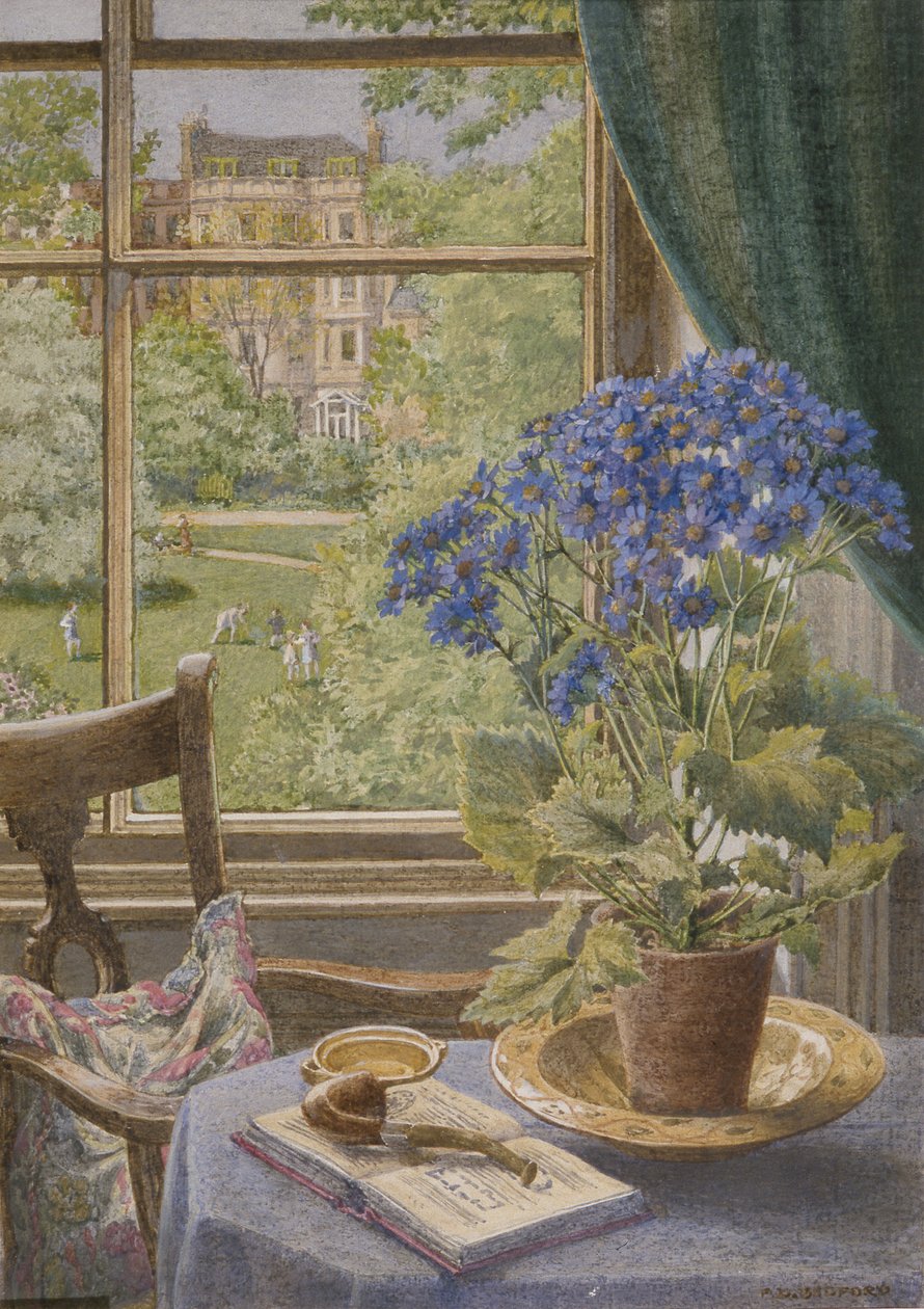 Ladbroke Square fra mit atelier (akvarel på papir) af Francis Donkin Bedford