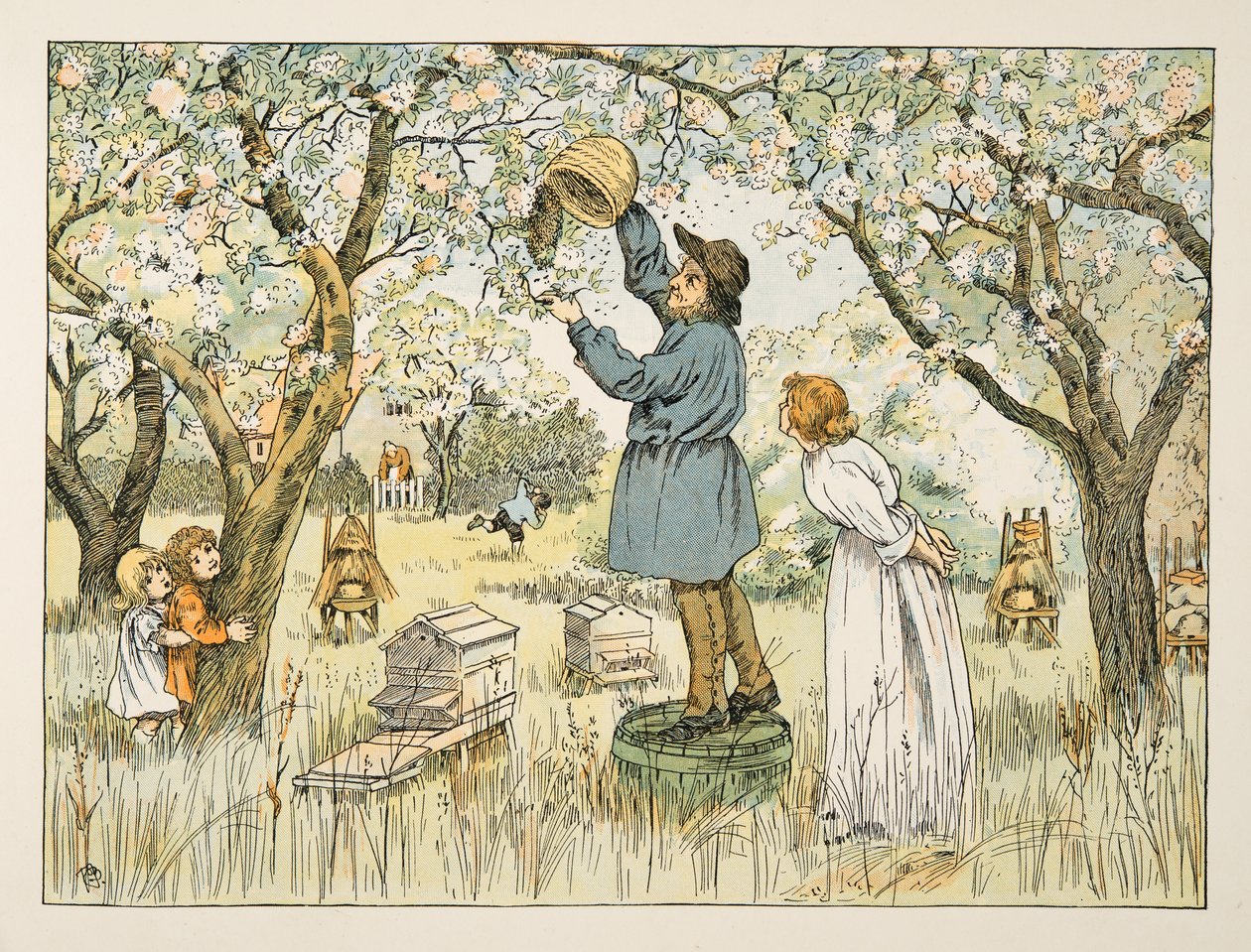 The Bee Farmer, fra Four and Twenty Toilers, pub. 1900 (farvelitografi) af Francis Donkin Bedford