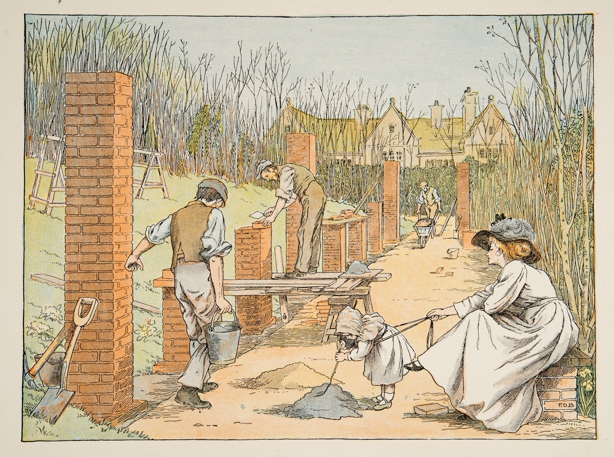 The Builder, fra Four and Twenty Toilers, pub. 1900 (farvelitografi) af Francis Donkin Bedford