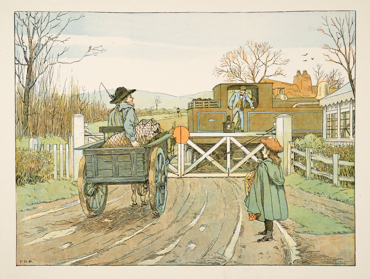 The Engine Driver, fra Four and Twenty Toilers, pub. 1900 (farvelitografi) af Francis Donkin Bedford
