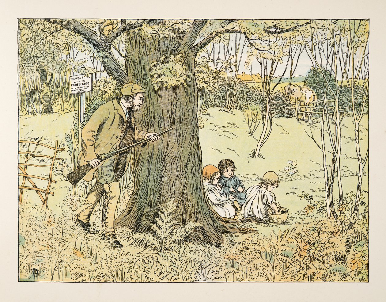 The Gamekeeper, fra Four and Twenty Toilers, pub. 1900 (farvelitografi) af Francis Donkin Bedford