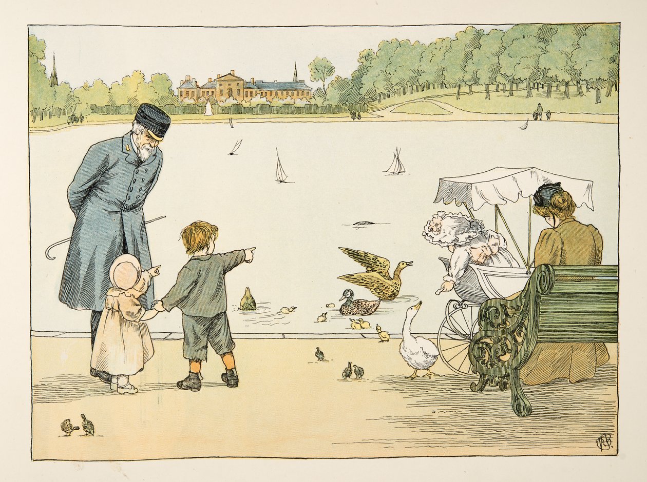 The Park Keeper, fra Four and Twenty Toilers, pub. 1900 (farvelitografi) af Francis Donkin Bedford