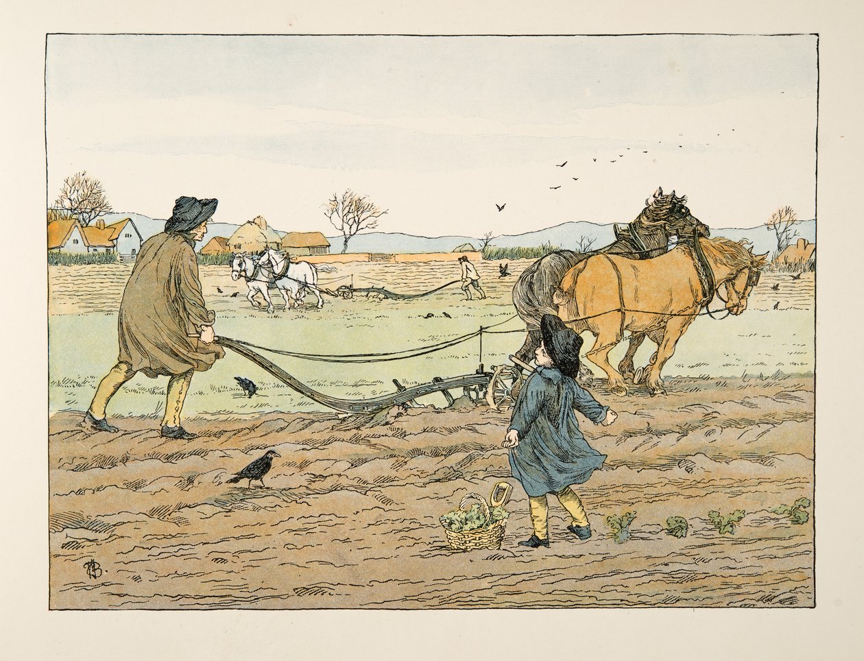 The Ploughman, fra Four and Twenty Toilers, pub. 1900 (farvelitografi) af Francis Donkin Bedford