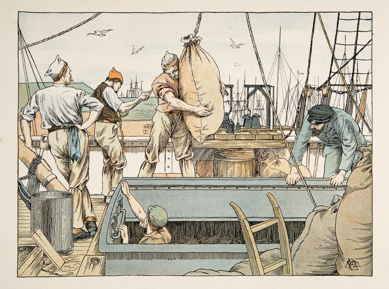 The Stevedore, fra Four and Twenty Toilers, pub. 1900 (farvelitografi) af Francis Donkin Bedford