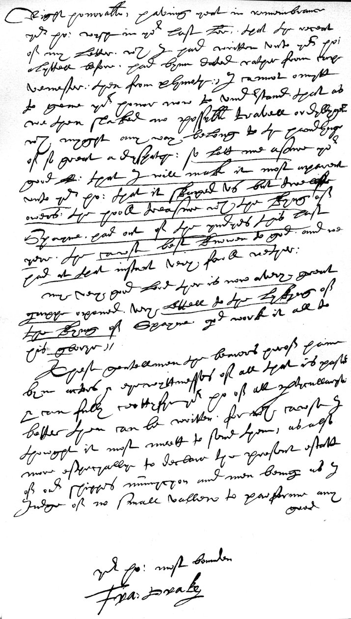 Brev til William Cecil, Lord Burghley, Lord High Treasurer, skrevet om bord på hans flagskib, 