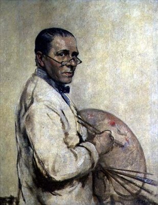 Portræt af kunstneren Sir William Orpen (1878-1931) ca. 1932 (olie på lærred) af Francis Edwin Hodge