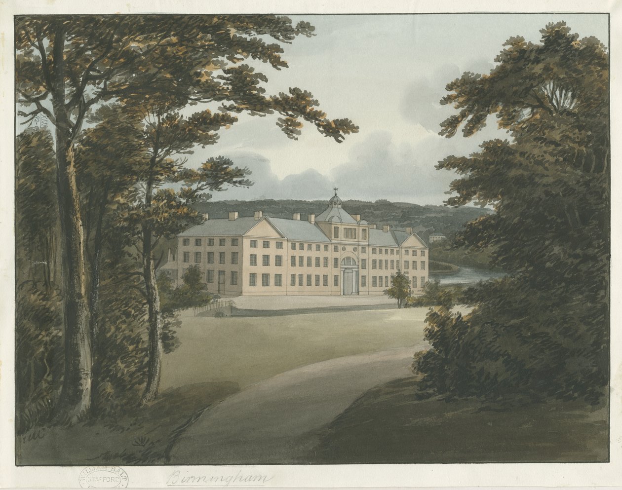 Soho Manufactory: akvarelmaleri med blækkontur og [c 1798] af Francis Eginton