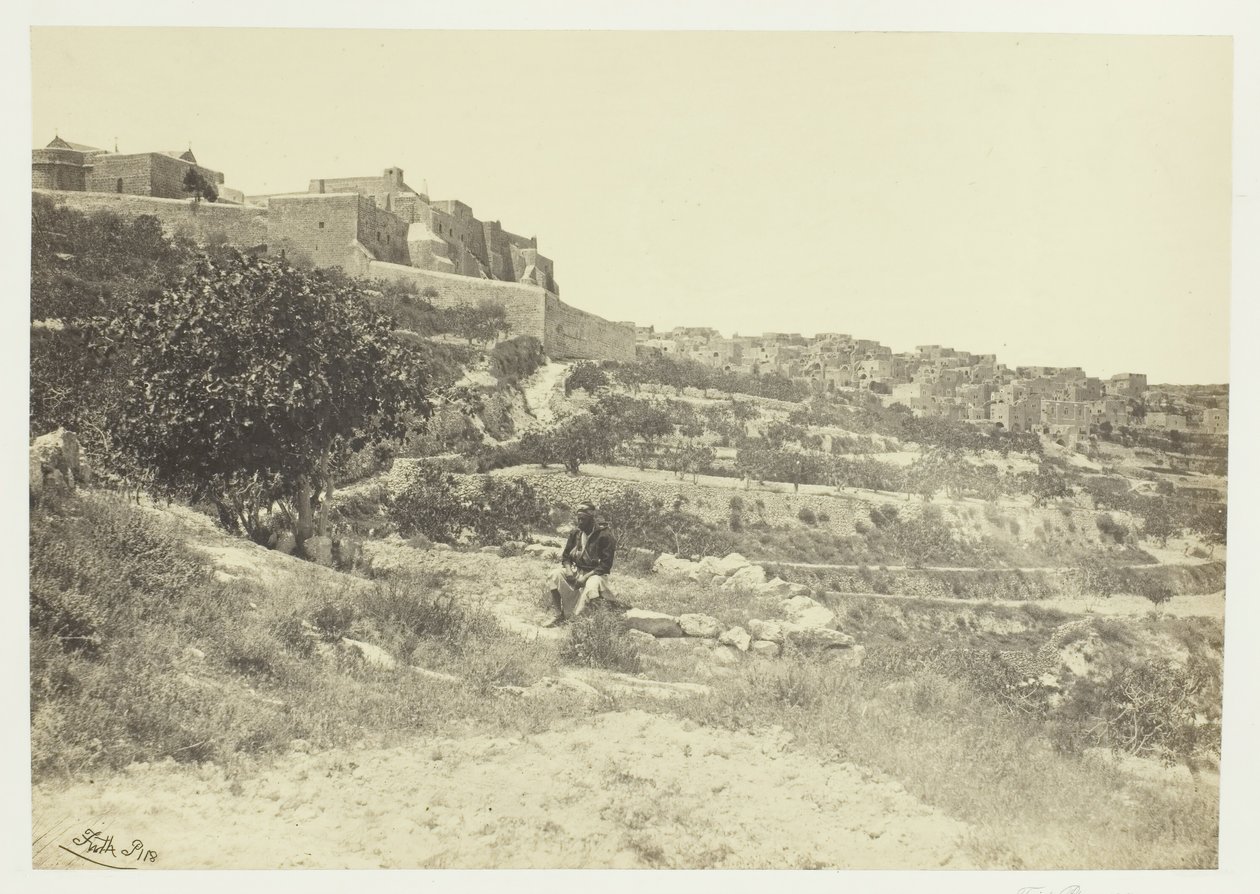 Betlehem, med Fødselskirken, 1857. af Francis Frith