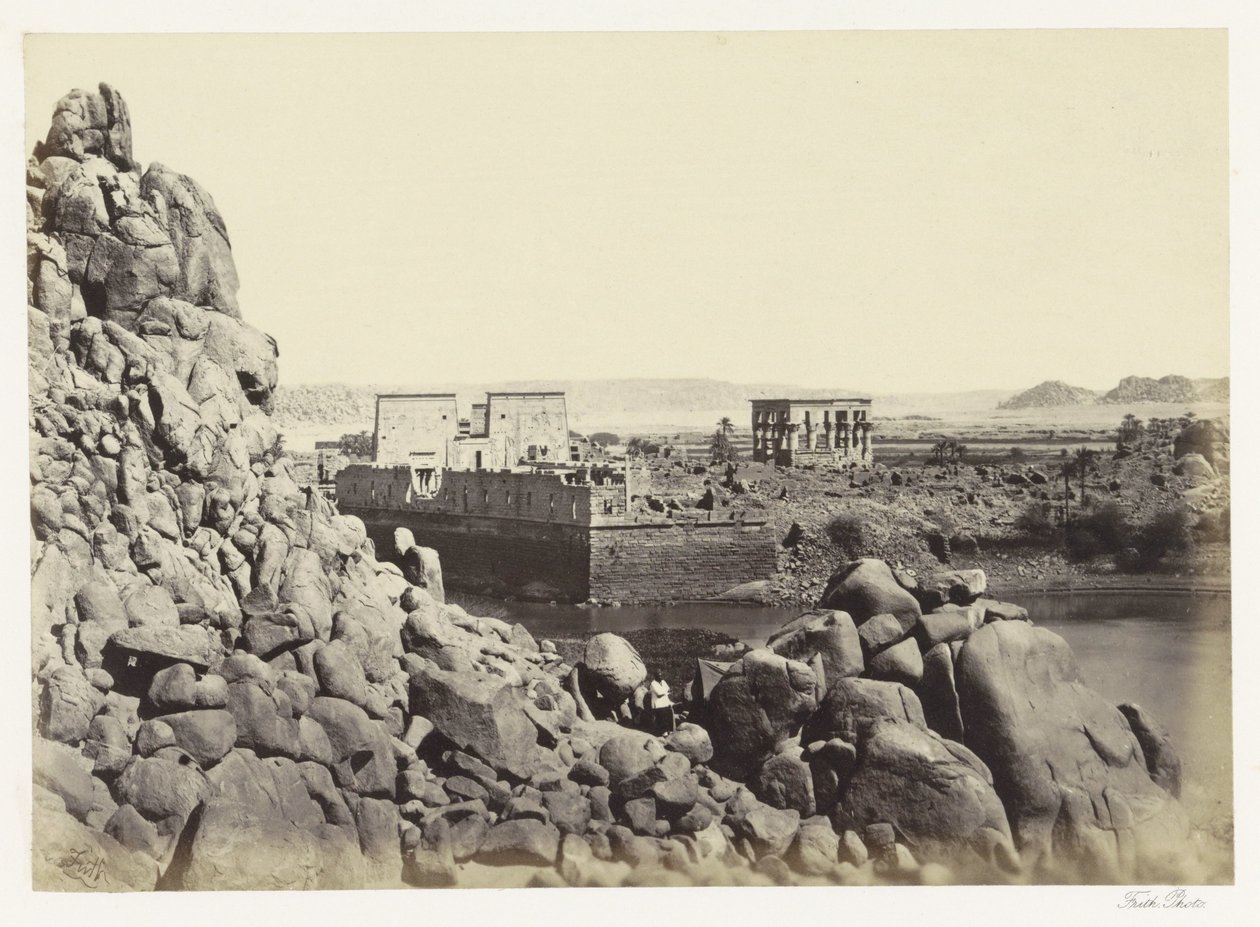 Udsigt over sydsiden af ​​øen Philae South End of the Island of Philae (titel på objekt) af Francis Frith