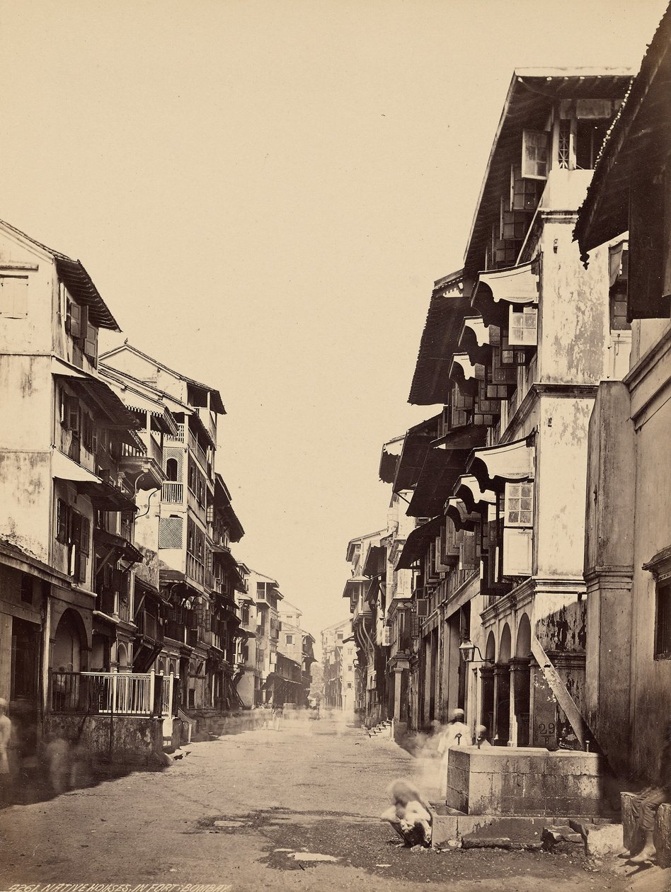 Indfødtes huse i fortet, Bombay af Francis Frith