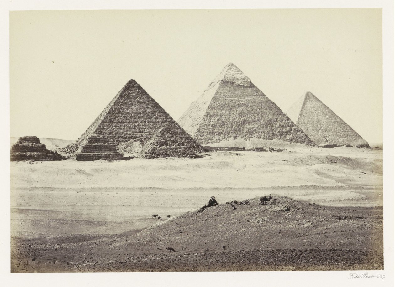 Piramides van Gizeh Pyramiderne i El Geezeh. Fra sydvest (titel på objekt) af Francis Frith