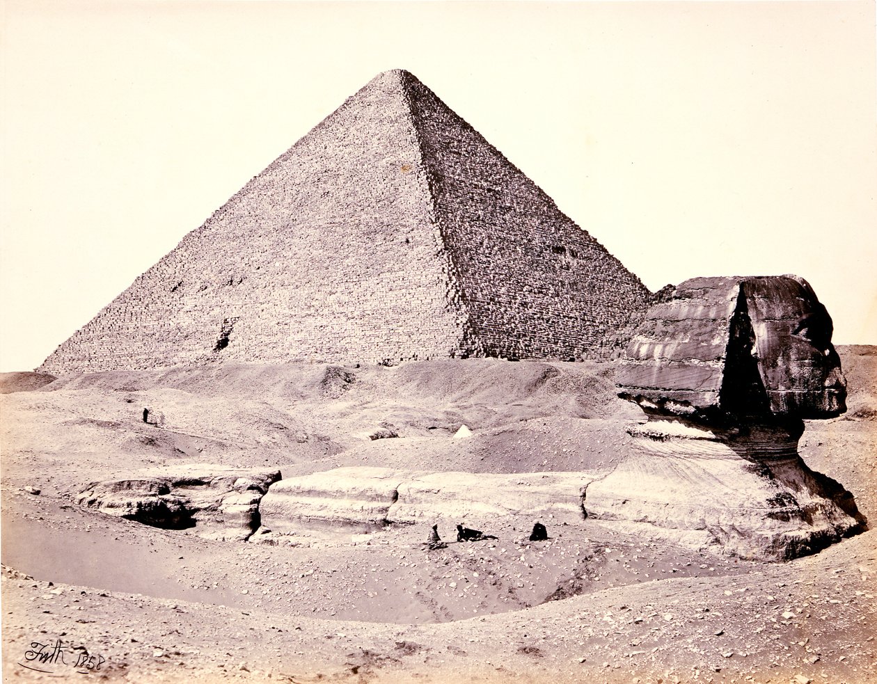 Den Store Pyramide og Den Store Sfinks, set fra sydvest af Francis Frith